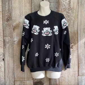 Vintage Spumoni Sweatshirt Bear Snowflake Cute Kawaii Crewneck Pullover Womens M